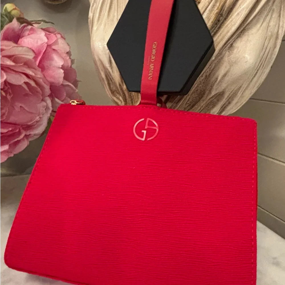 NEW Red Beauty Zipper Wristlet Armani GWP